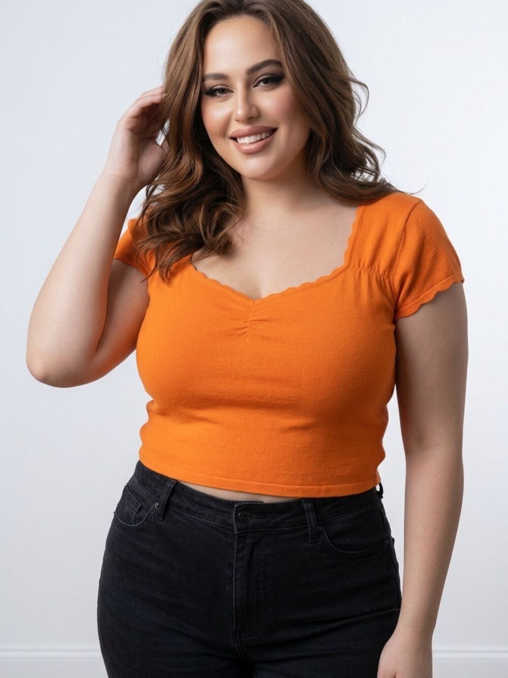 Hell Bunny Bright Orange Short Sleeve Scoop-Neck Tee